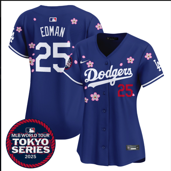 Women Los Angeles Dodgers 25 Edman Tokyo Series 2025 blue Limited Stitched Jersey